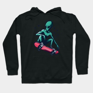 Skate into the Unknown: Whimsical Alien Skateboard Art Prints for an Otherworldly Ride! Hoodie